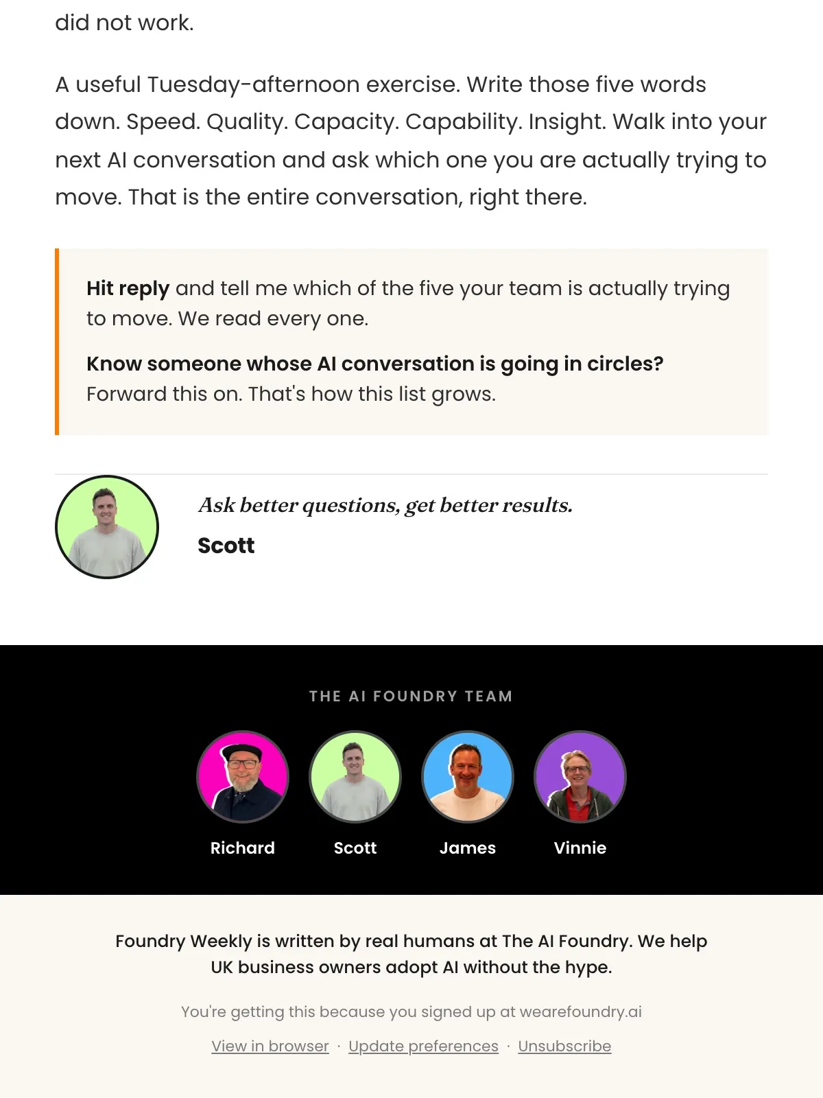 The Foundry Weekly AI newsletter for UK business owners and leaders