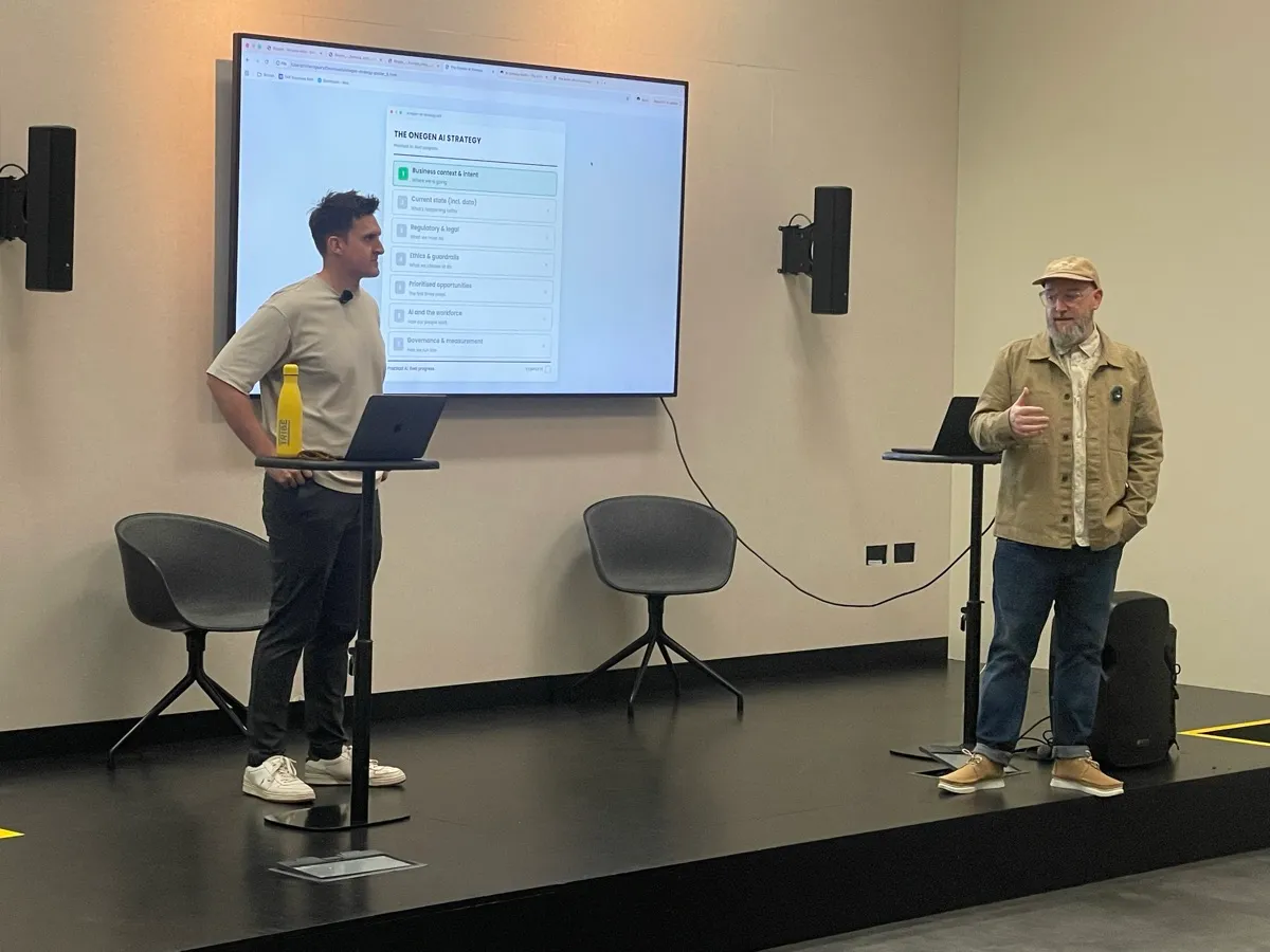 Practical AI training session with business owners at an AI Foundry workshop